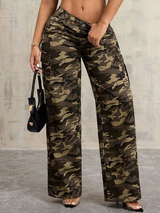 Camouflage Wide-Leg Jeans