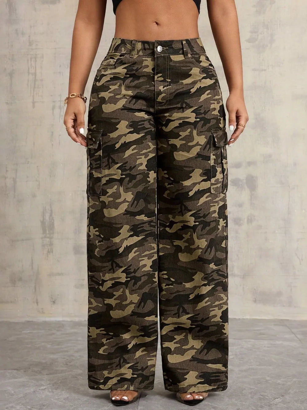 Camouflage Wide-Leg Jeans