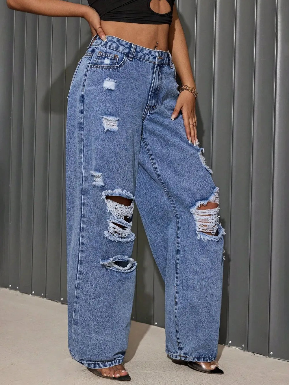 RAWPHASE Embroidered Wide-Leg Jeans – Limited Edition