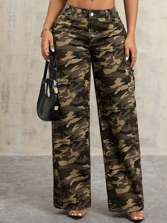 Camouflage Wide-Leg Jeans
