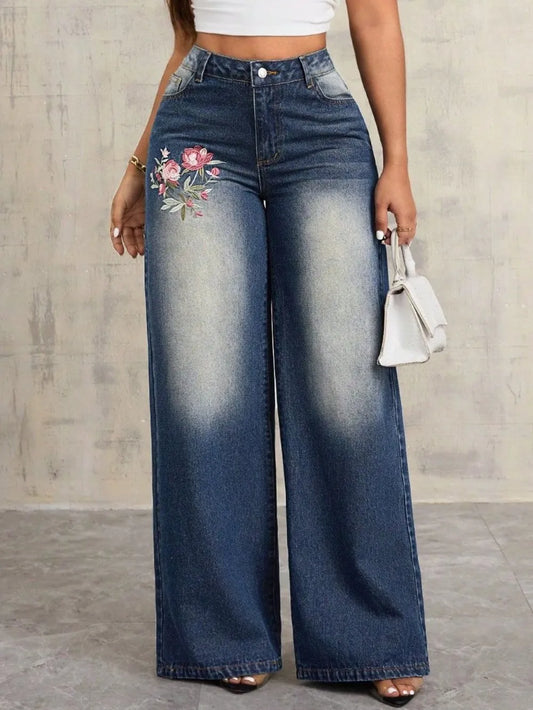 RAWPHASE Embroidered Wide-Leg Jeans – Limited Edition