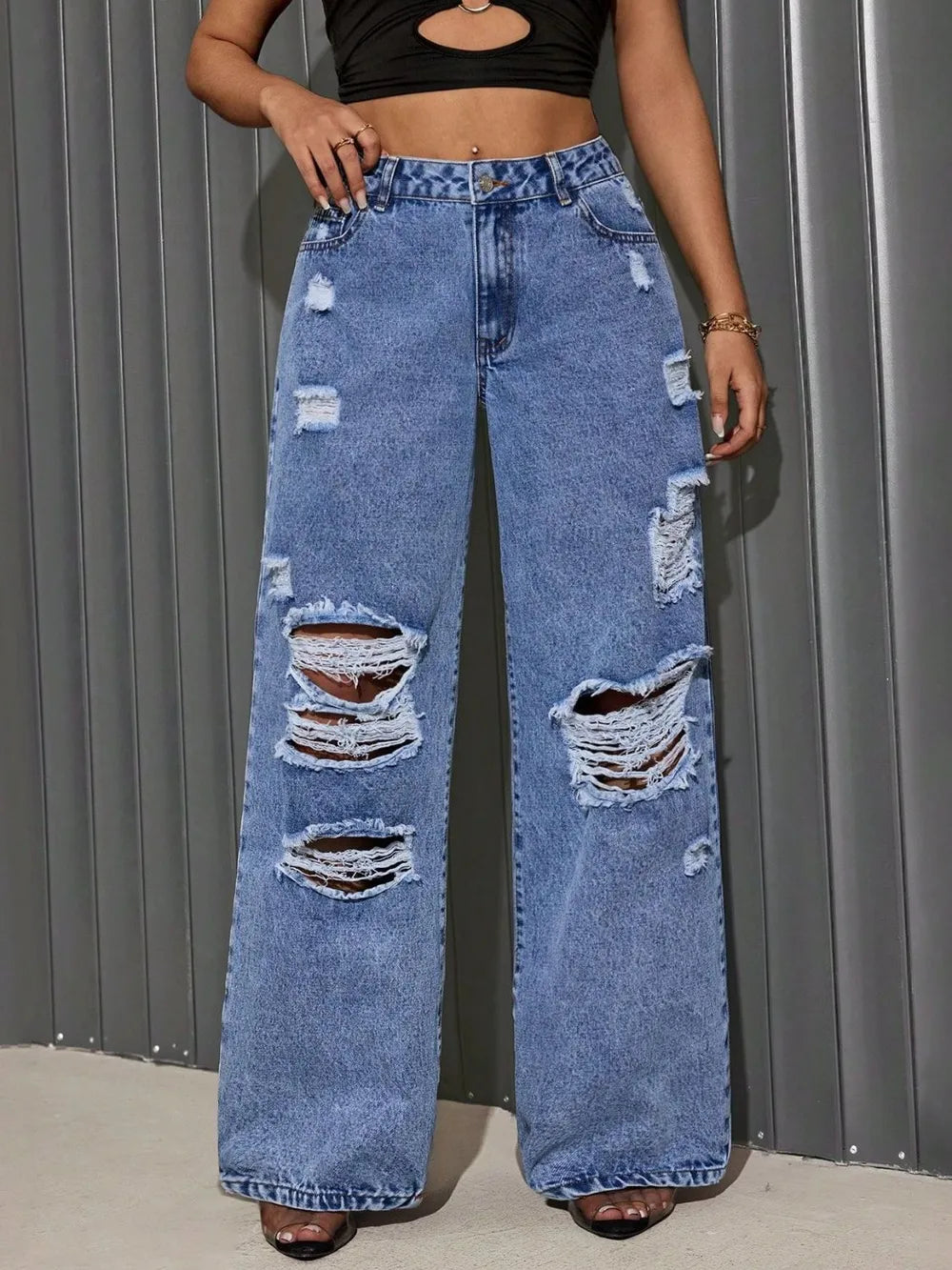 RAWPHASE Embroidered Wide-Leg Jeans – Limited Edition