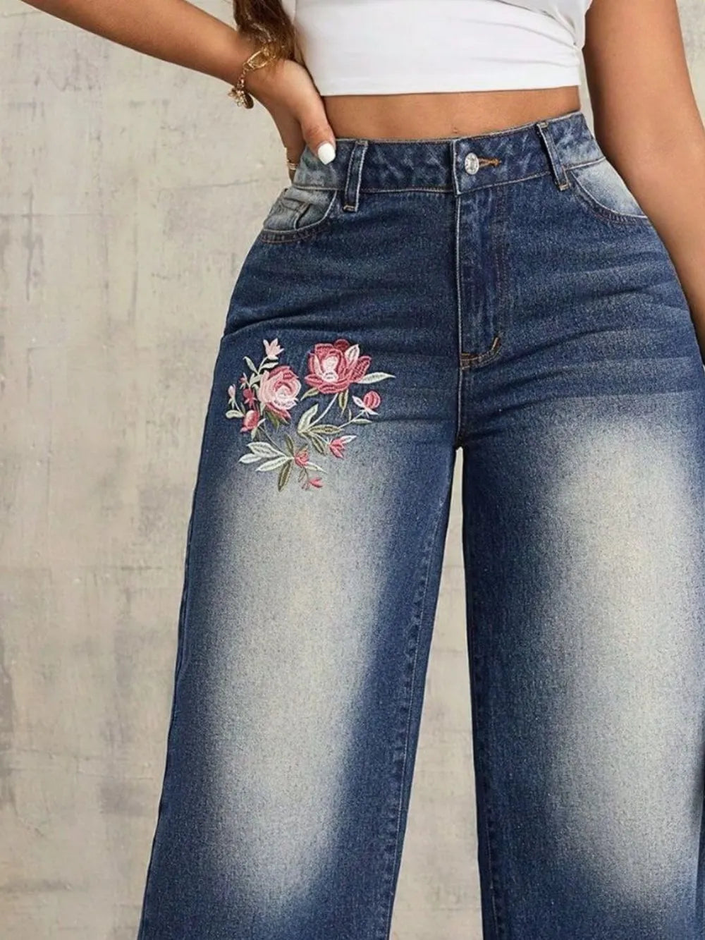 RAWPHASE Embroidered Wide-Leg Jeans – Limited Edition