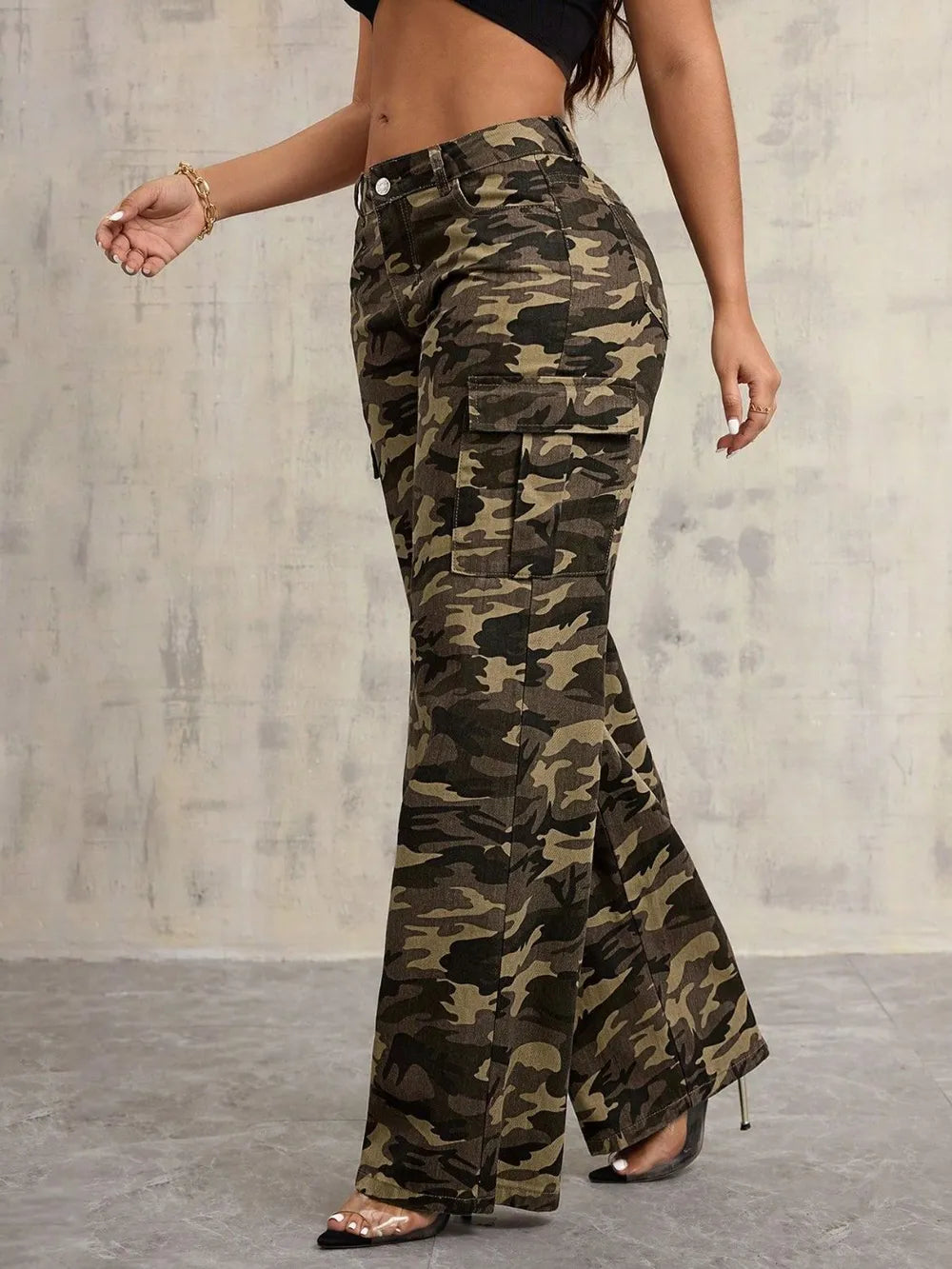 Camouflage Wide-Leg Jeans